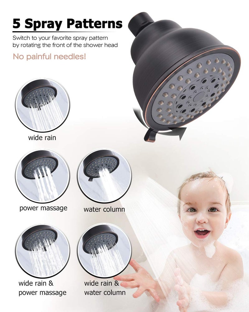 HAOXIN Double Shower Head with Shower Head Shut-Off Valve and Shower Arm,2 Shower Head High Pressure 5 Function Showerheads Sprayers,Oil Rubbed Bronze,STTZB01 - Image 4